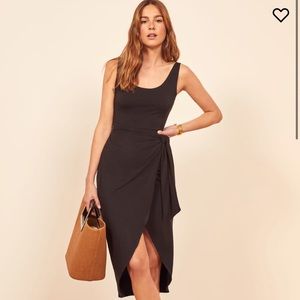 Reformation Black wrap Kaia dress